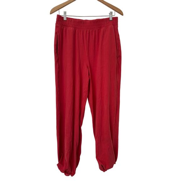 Free People Movement Red Coral High Waisted Joggers Lounge Wear W/Pockets-Medium - Picture 1 of 5